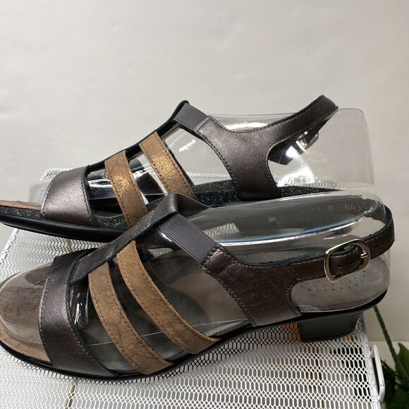SAS Allegro Heel Strap Metallic Leather Dressy Comfort Sandal Size 11 - Picture 3 of 11